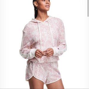 CHAMPION Cropped Hacci 2-piece Sleep Set Pink Beige Leopard/Chalk NWT XL